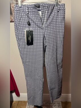 MaxMara Navy and White Geometric Print women’s Trousers